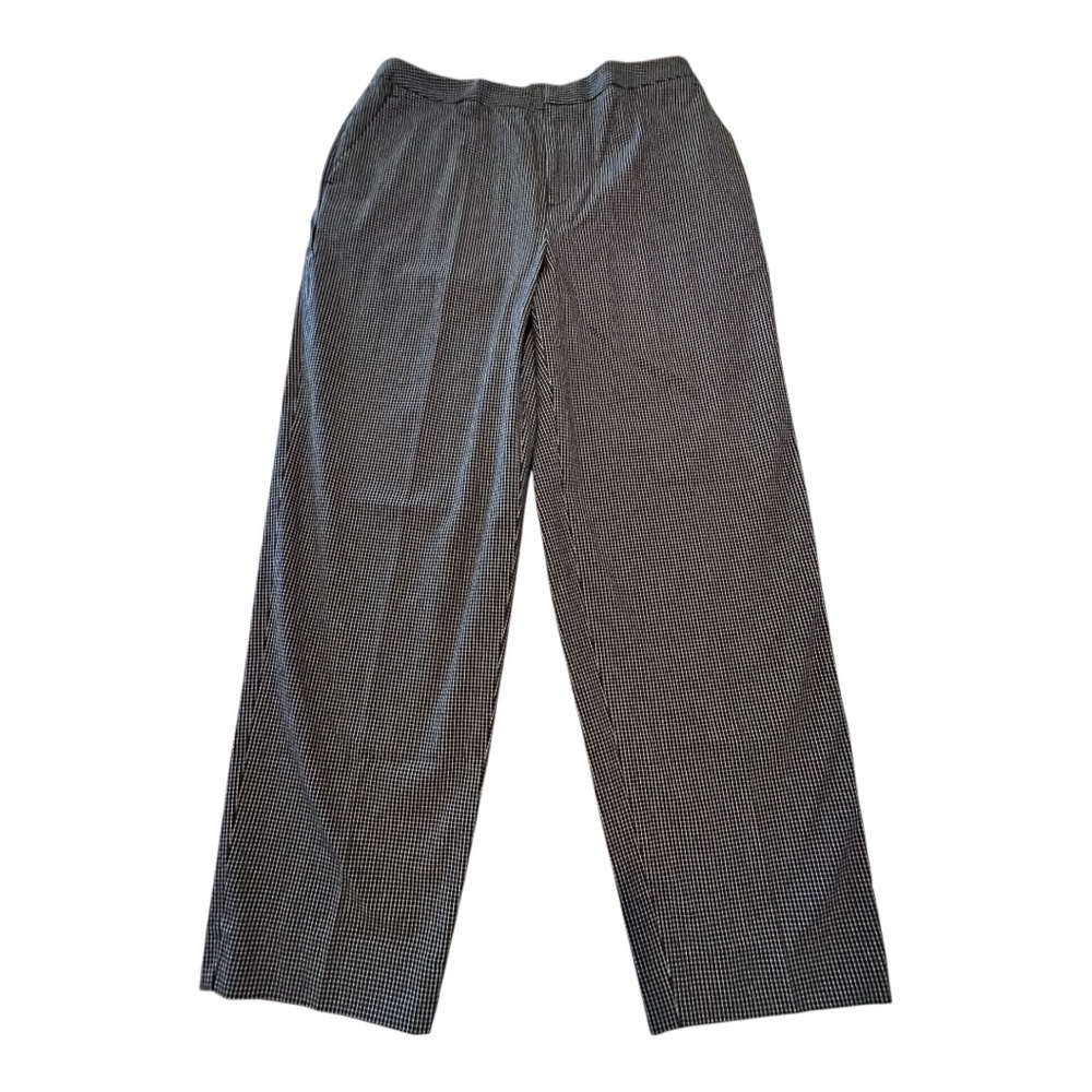 Kate Hill Casual Black Checkered Straight Leg‎ Pants Size 10 Cotton